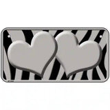 Grey Black Zebra Grey Centered Hearts Novelty License Plate 6" x 3" (BP)