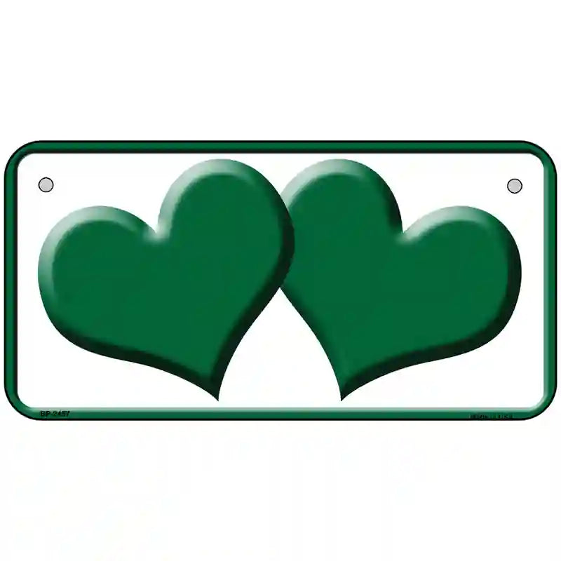 Solid Green Centered Hearts White Novelty License Plate 6" x 3" (BP)