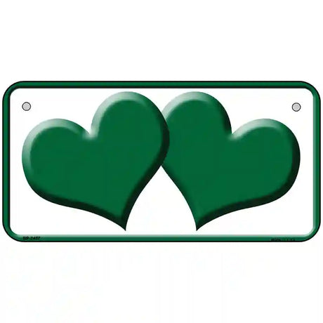 Solid Green Centered Hearts White Novelty License Plate 6" x 3" (BP)