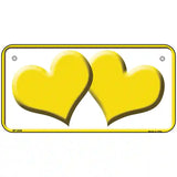 Solid Yellow Centered Hearts White Novelty License Plate 6" x 3" (BP)