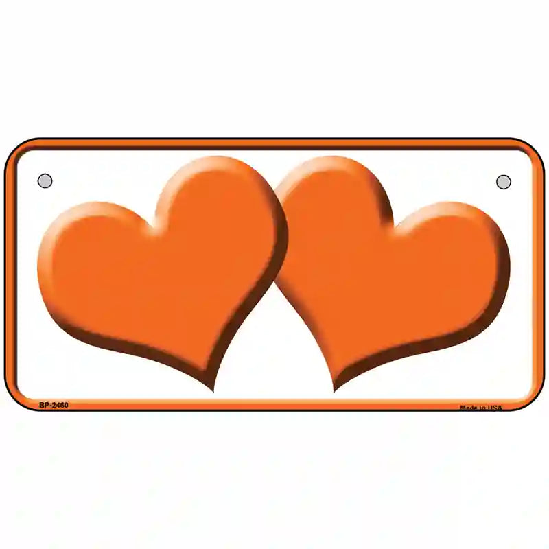 Solid Orange Centered Hearts White Novelty License Plate 6" x 3" (BP)