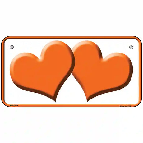 Solid Orange Centered Hearts White Novelty License Plate 6" x 3" (BP)