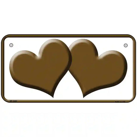 Solid Brown Centered Hearts White Novelty License Plate 6" x 3" (BP)