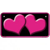 Solid Pink Centered Hearts Black Novelty License Plate 6" x 3" (BP)