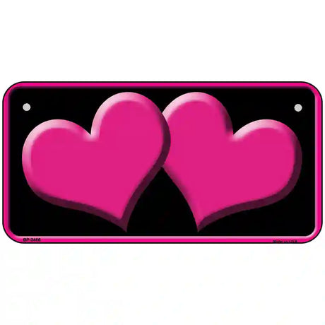 Solid Pink Centered Hearts Black Novelty License Plate 6" x 3" (BP)