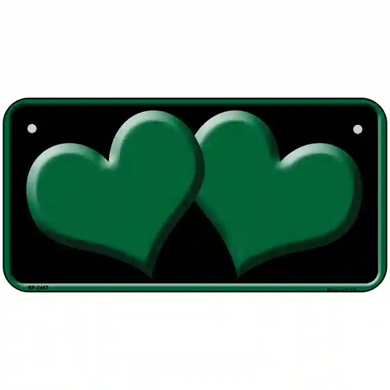Solid Green Centered Hearts Black Novelty License Plate 6" x 3" (BP)