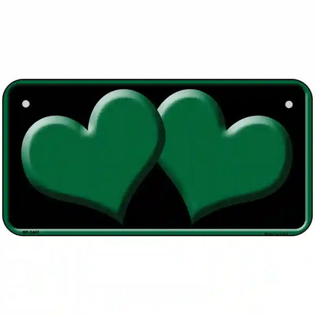 Solid Green Centered Hearts Black Novelty License Plate 6" x 3" (BP)