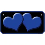 Solid Blue Centered Hearts Black Novelty License Plate 6" x 3" (BP)