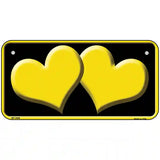Solid Yellow Centered Hearts Black Novelty License Plate 6" x 3" (BP)