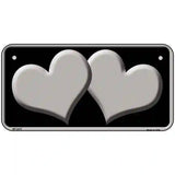 Solid Grey Centered Hearts Black Novelty License Plate 6" x 3" (BP)