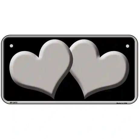 Solid Grey Centered Hearts Black Novelty License Plate 6" x 3" (BP)