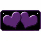 Solid Purple Centered Hearts Black Novelty License Plate 6" x 3" (BP)