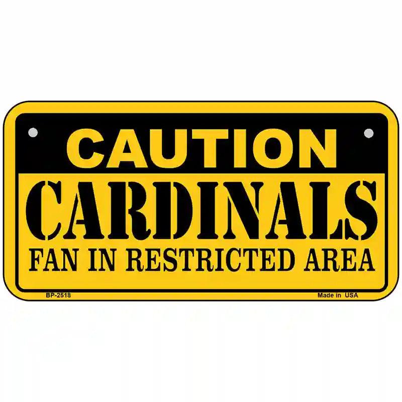 Caution Cardinals Metal Novelty License Plate 6" x 3" (BP)