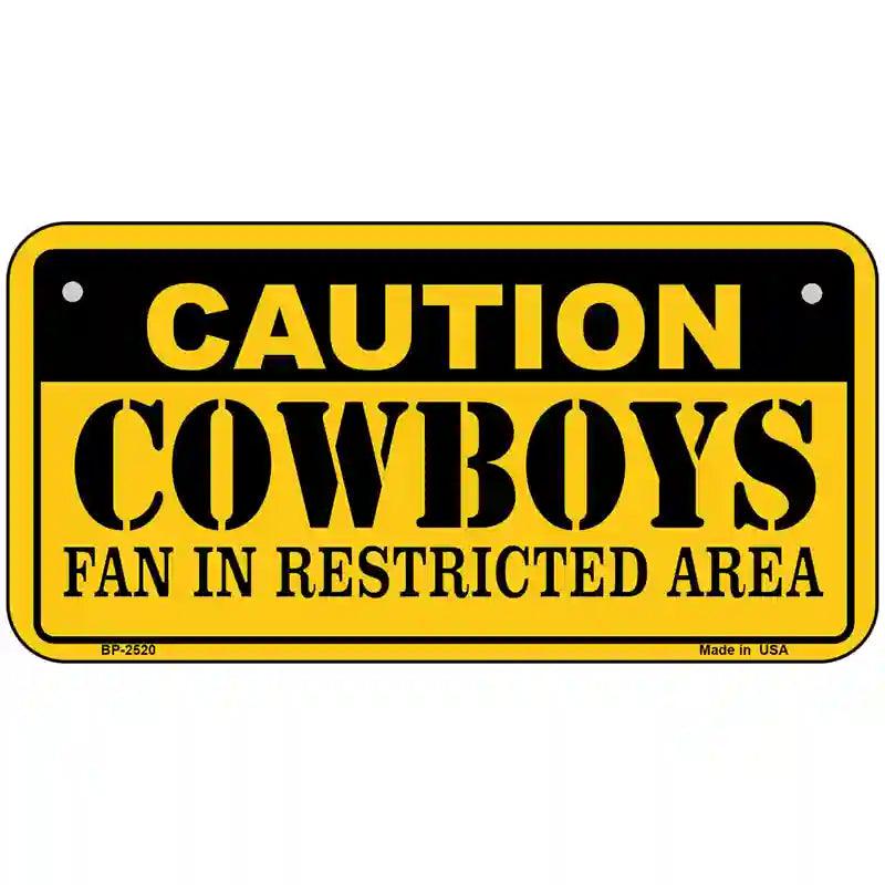 Caution Cowboys Metal Novelty License Plate 6" x 3" (BP)