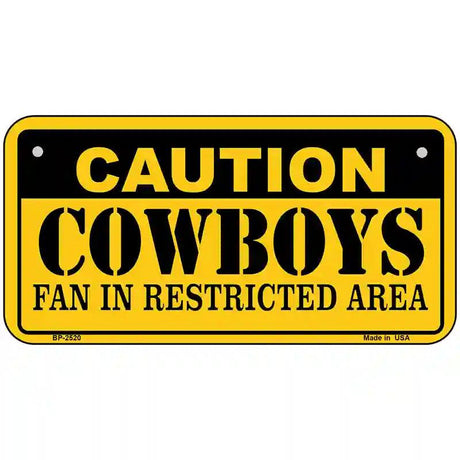 Caution Cowboys Metal Novelty License Plate 6" x 3" (BP)