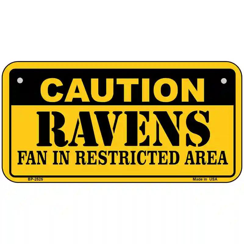 Caution Ravens Metal Novelty License Plate 6" x 3" (BP)