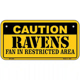 Caution Ravens Metal Novelty License Plate 6" x 3" (BP)