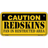 Caution Redskins Metal Novelty License Plate 6" x 3" (BP)