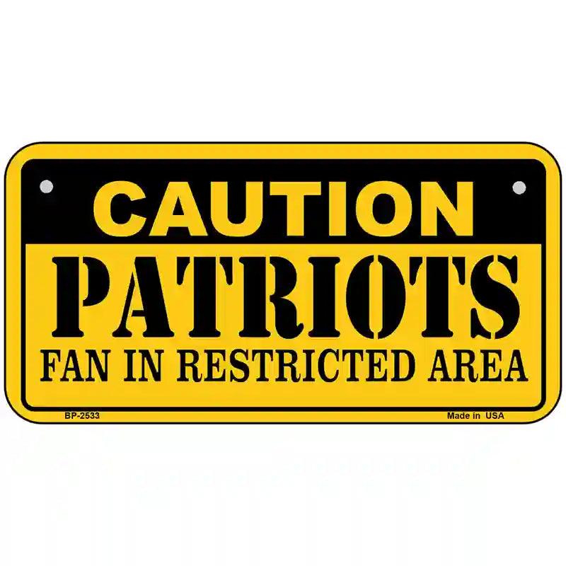 Caution Patriots Metal Novelty License Plate 6" x 3" (BP)