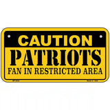 Caution Patriots Metal Novelty License Plate 6" x 3" (BP)