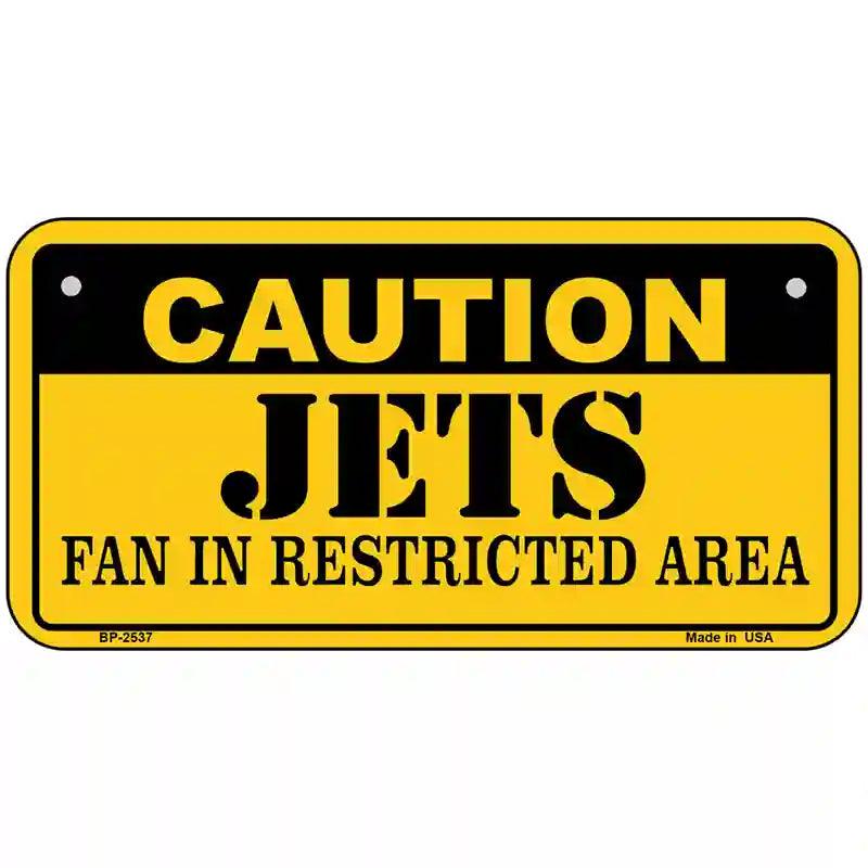 Caution Jets Metal Novelty License Plate 6" x 3" (BP)