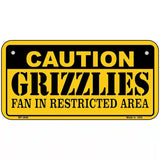 Caution Grizzlies Fan Metal Novelty License Plate 6" x 3" (BP)