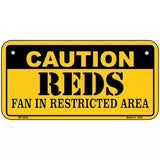 Caution Reds Fan Metal Novelty License Plate 6" x 3" (BP)