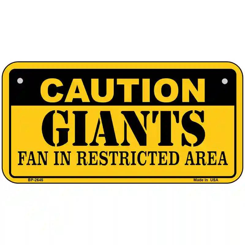 Caution Giants Fan Metal Novelty License Plate 6" x 3" (BP)