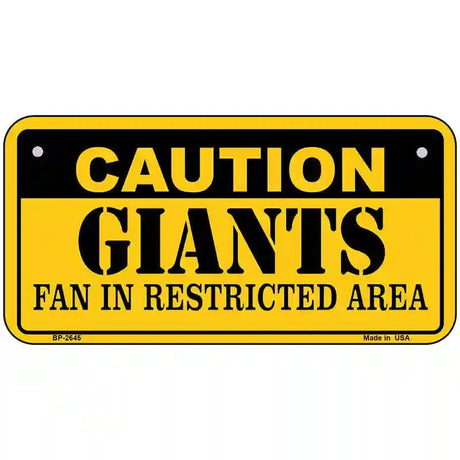 Caution Giants Fan Metal Novelty License Plate 6" x 3" (BP)