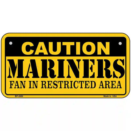 Caution Mariners Fan Metal Novelty License Plate 6" x 3" (BP)