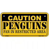 Caution Penguins Metal Novelty License Plate 6" x 3" (BP)