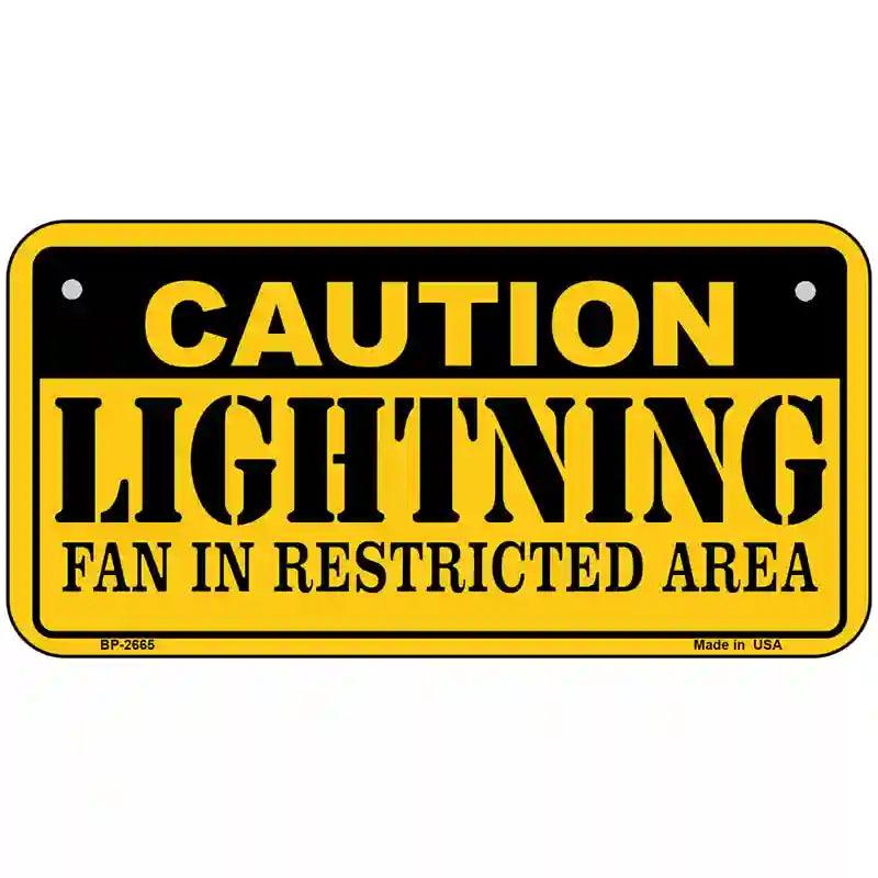 Caution Lightning Metal Novelty License Plate 6" x 3" (BP)
