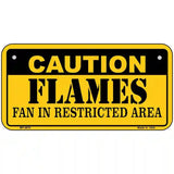 Caution Flames Metal Novelty License Plate 6" x 3" (BP)