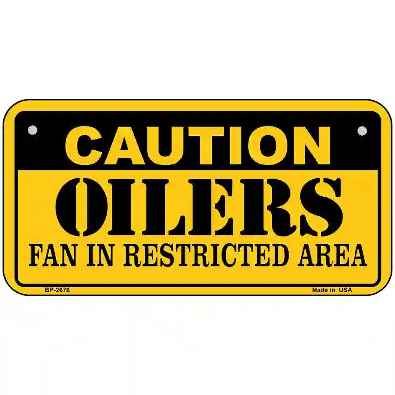 Caution Oilers Metal Novelty License Plate 6" x 3" (BP)