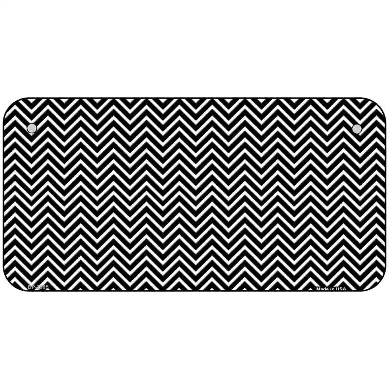 Black White Chevron Metal Novelty License Plate 6" x 3" (BP)