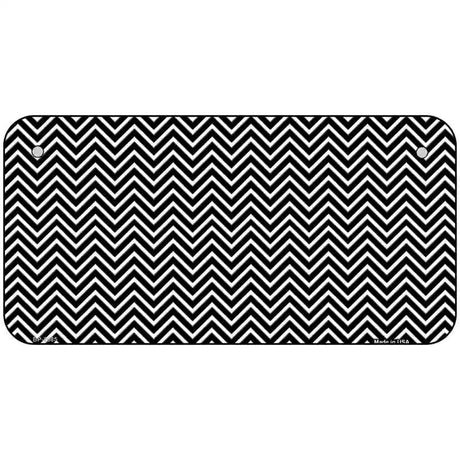 Black White Chevron Metal Novelty License Plate 6" x 3" (BP)