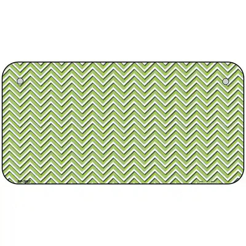 Lime Green White Chevron Metal Novelty License Plate 6" x 3" (BP)