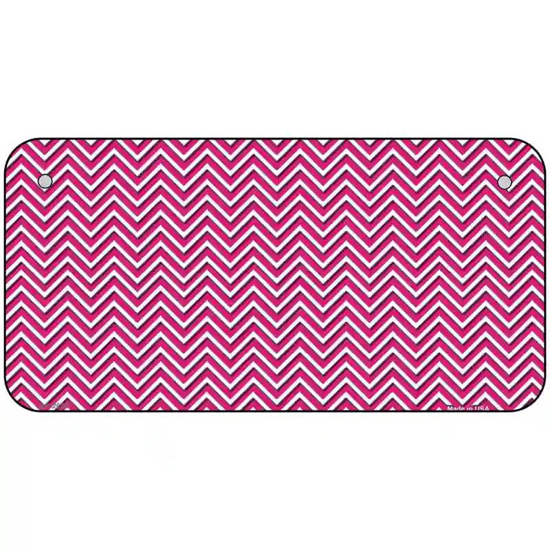 Pink White Chevron Metal Novelty License Plate 6" x 3" (BP)