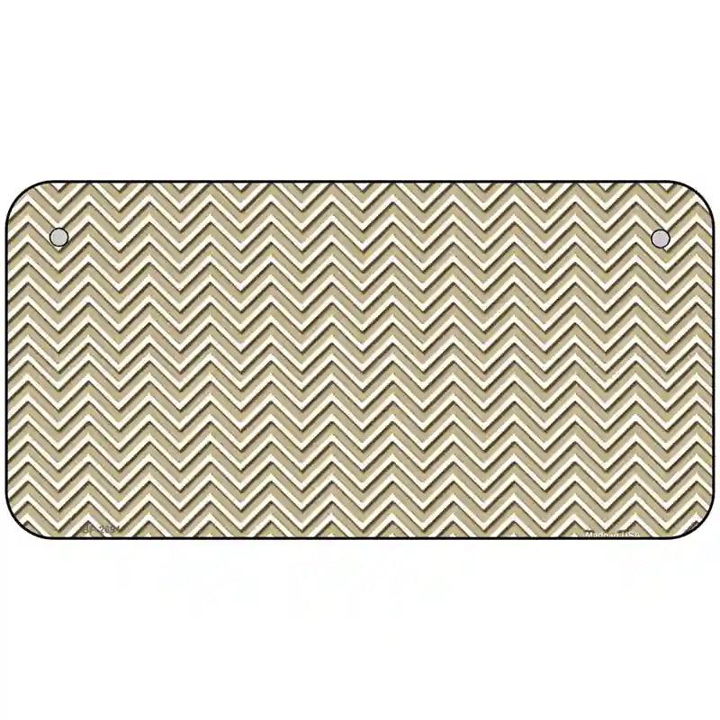 Gold White Chevron Metal Novelty License Plate 6" x 3" (BP)