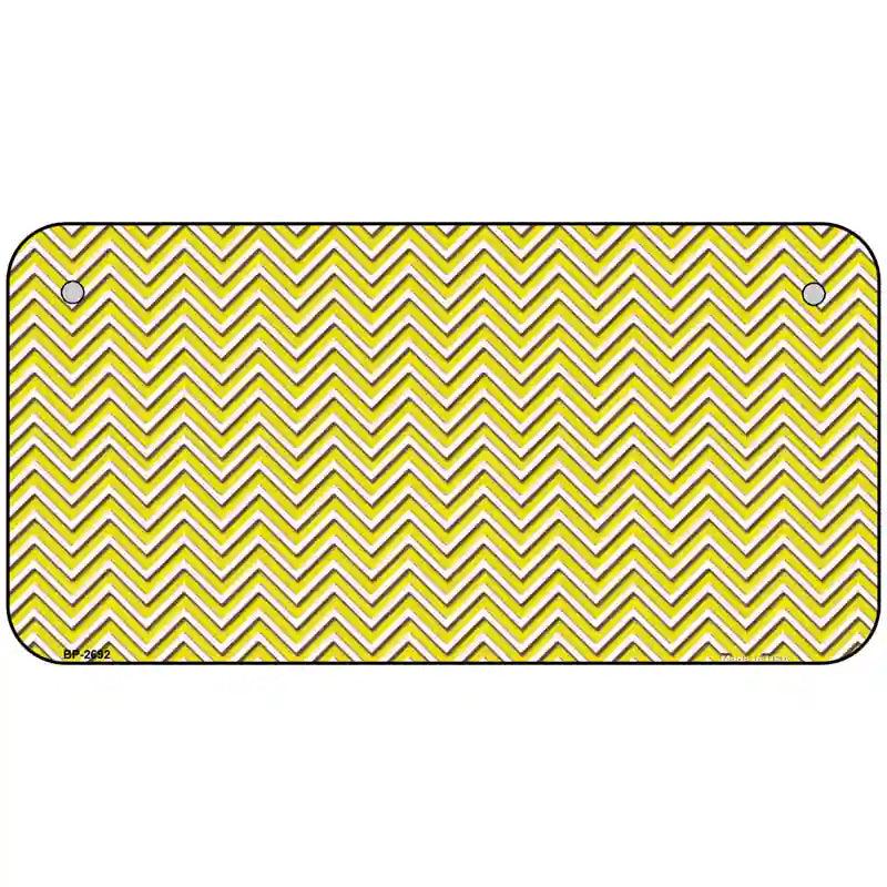 Yellow White Chevron Metal Novelty License Plate 6" x 3" (BP)