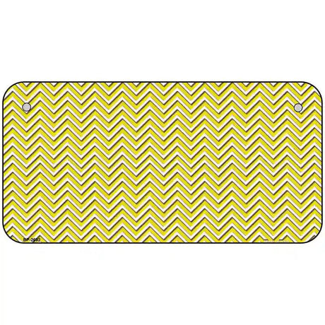 Yellow White Chevron Metal Novelty License Plate 6" x 3" (BP)