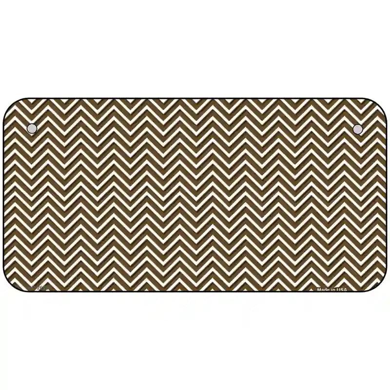 Brown White Chevron Metal Novelty License Plate 6" x 3" (BP)