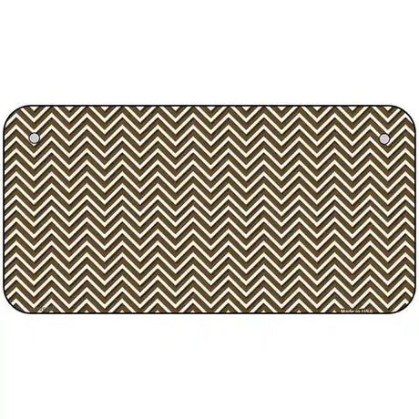 Brown White Chevron Metal Novelty License Plate 6" x 3" (BP)
