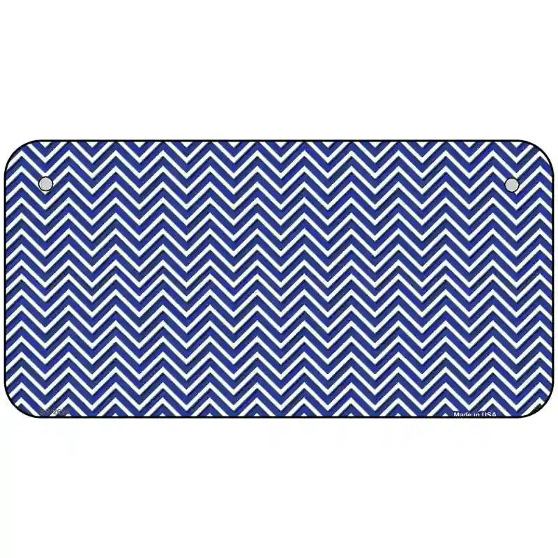 Blue White Chevron Metal Novelty License Plate 6" x 3" (BP)