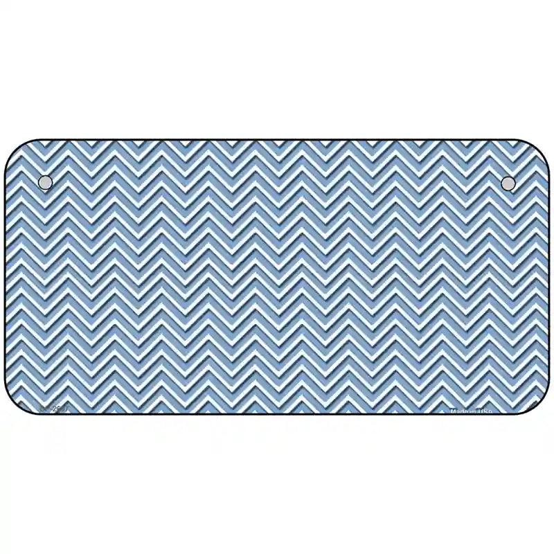 Light Blue White Chevron Metal Novelty License Plate 6" x 3" (BP)