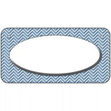 Light Blue White Chevon White Center Oval Metal Novelty License Plate 6" x 3" (BP)