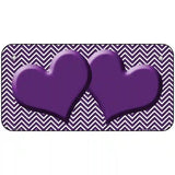 Purple White Chevron Purple Center Hearts Metal Novelty License Plate 6" x 3" (BP)
