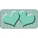 Mint White Chevron Mint Center Hearts Metal Novelty License Plate 6" x 3" (BP)