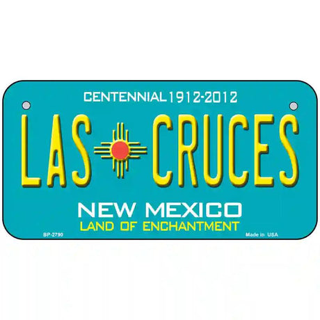 Las Cruces New Mexico Teal Novelty Metal License Plate 6" x 3" (BP)