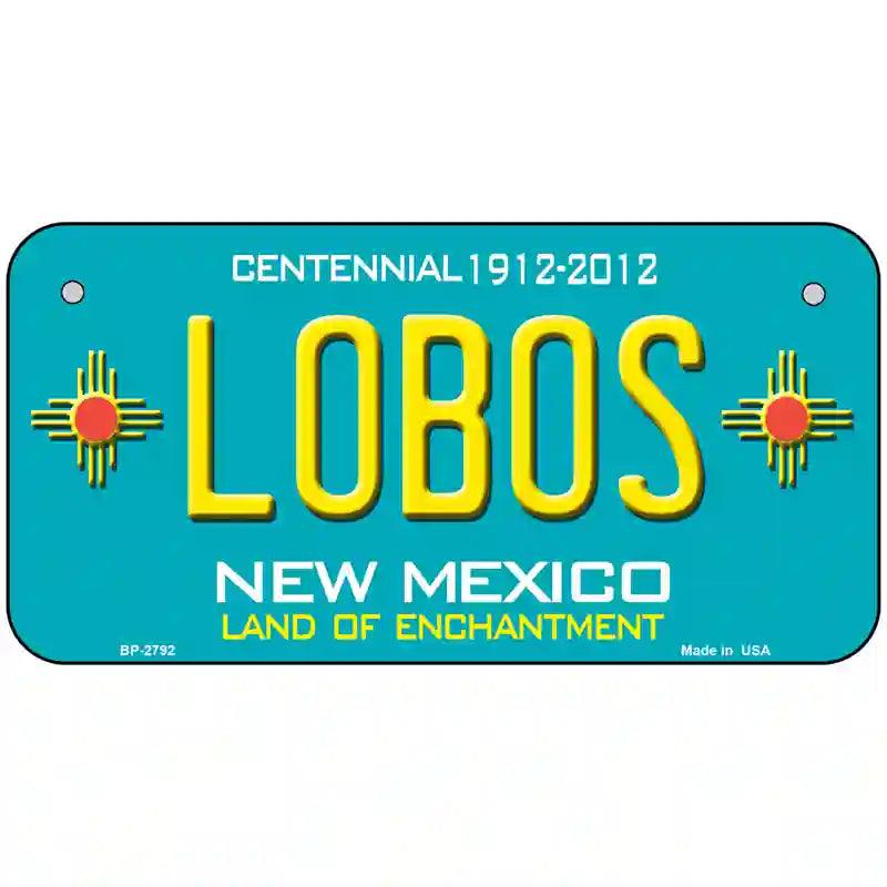 Lobos New Mexico Teal Novelty Metal License Plate 6" x 3" (BP)